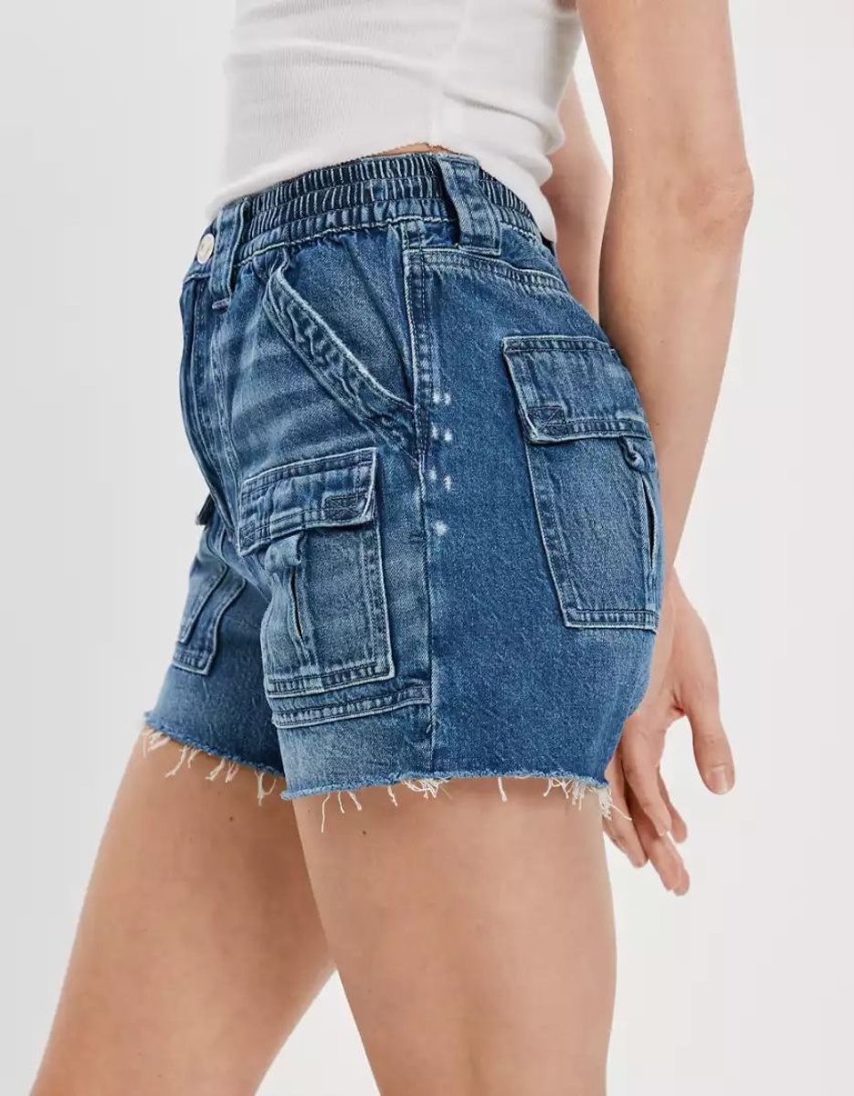 Shorts American Eagle AE Dreamy Drape Denim Highest Taille '90s Boyfriend Indigo Lavage Femme | OWK-25939180